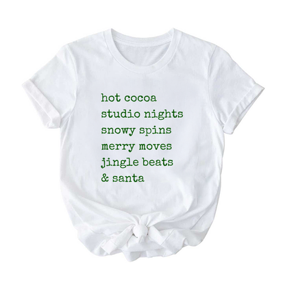 Hot Cocoa & Studio Nights Christmas Dance Tee | Holiday Shirt for Dancers
