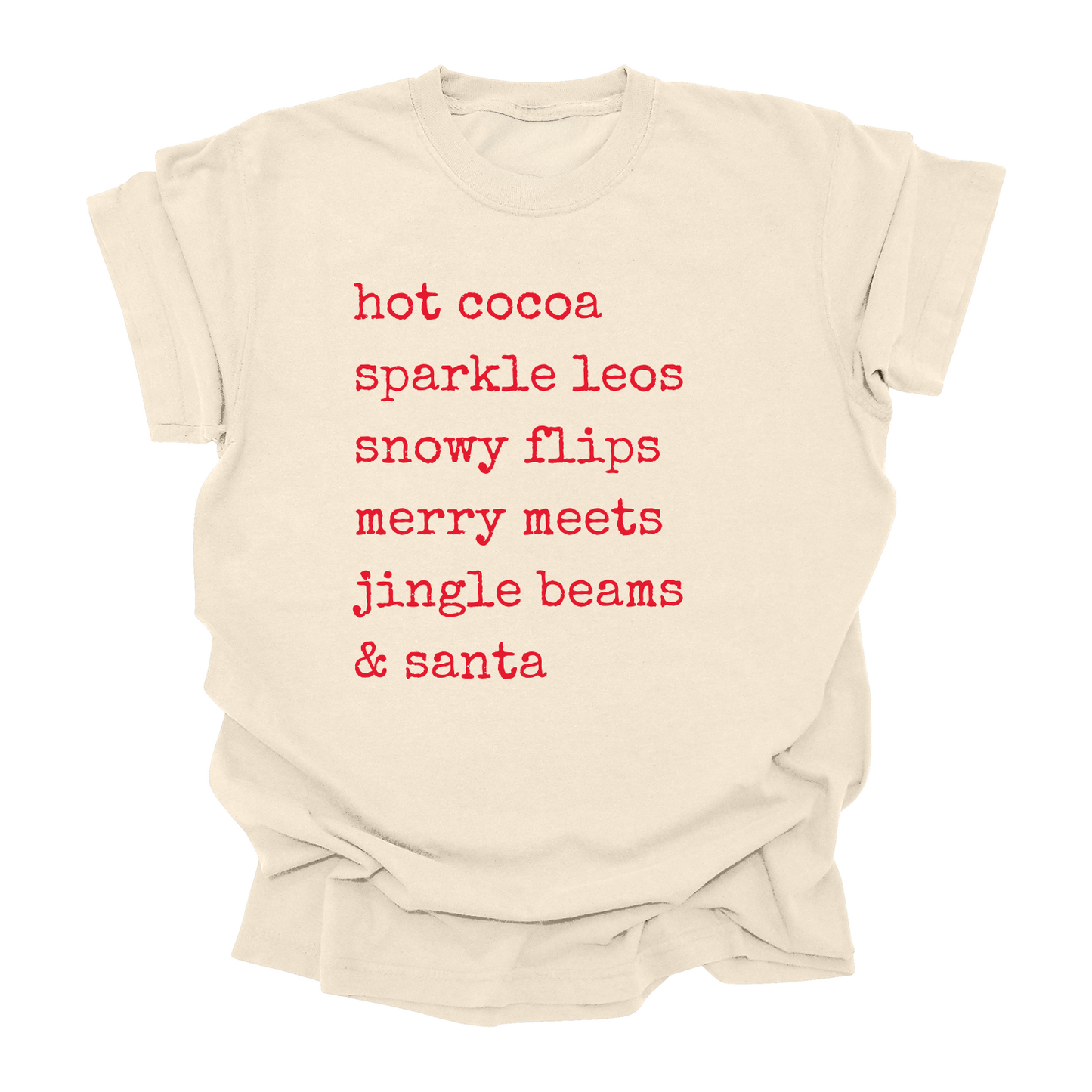 Hot Cocoa Gymnast Christmas Tee | Holiday Shirt for Gymnasts, Dancers & Cheer | Cozy Christmas Graphic T-Shirt