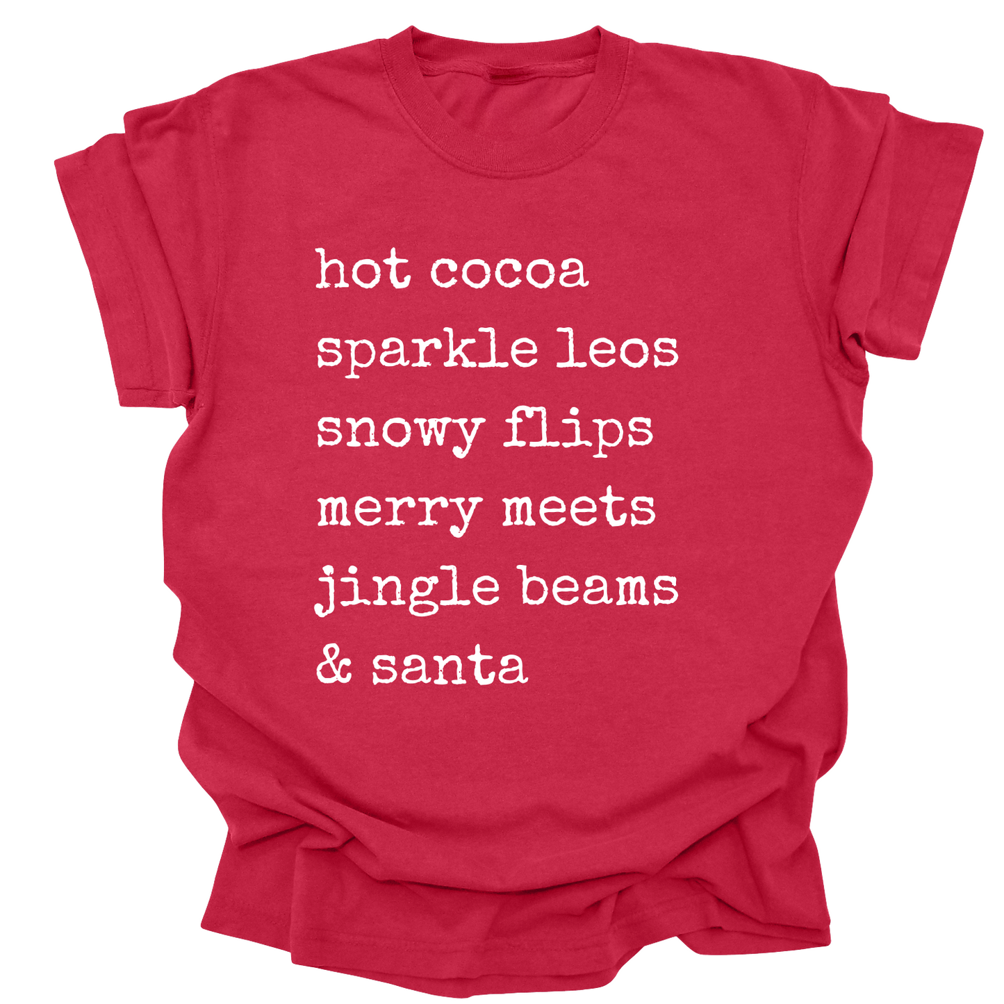 Hot Cocoa Gymnast Christmas Tee | Holiday Shirt for Gymnasts, Dancers & Cheer | Cozy Christmas Graphic T-Shirt