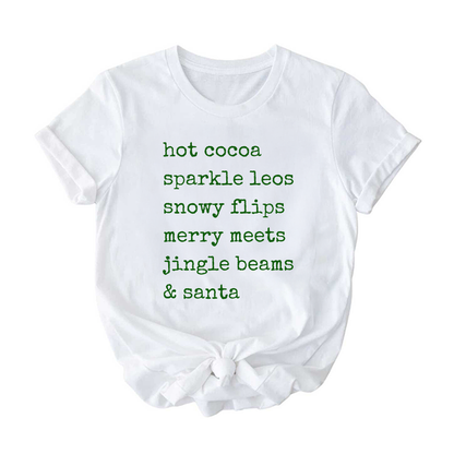 Hot Cocoa Gymnast Christmas Tee | Holiday Shirt for Gymnasts, Dancers & Cheer | Cozy Christmas Graphic T-Shirt