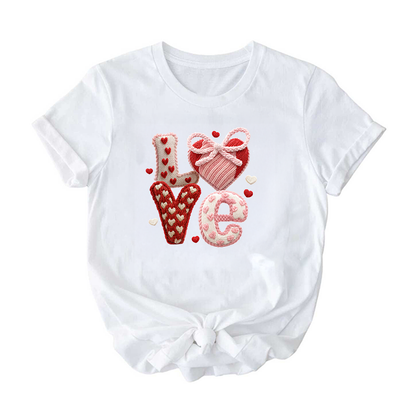 Love Valentine Shirt – Yarn Look Knit Style Heart Tee for Kids, Teens & Adults