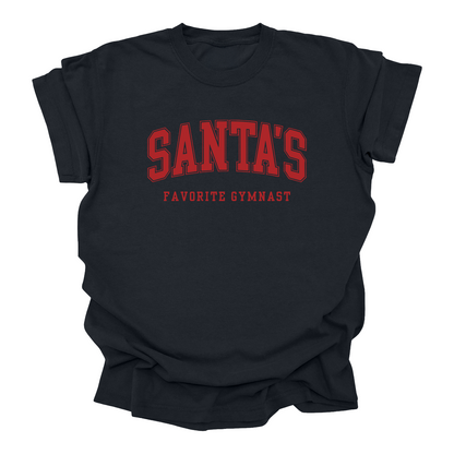 Santa’s Favorite Gymnast Tee | Christmas Shirt for Gymnasts | Holiday Gift for Girls & Teens