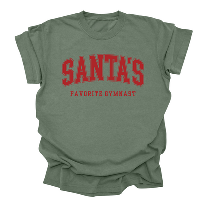 Santa’s Favorite Gymnast Tee | Christmas Shirt for Gymnasts | Holiday Gift for Girls & Teens