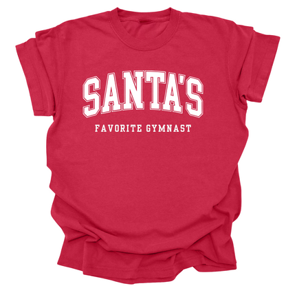 Santa’s Favorite Gymnast Tee | Christmas Shirt for Gymnasts | Holiday Gift for Girls & Teens