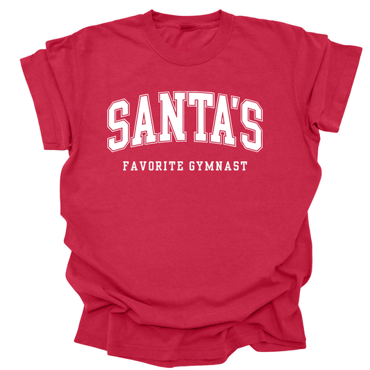 Santa’s Favorite Gymnast Tee | Christmas Shirt for Gymnasts | Holiday Gift for Girls & Teens