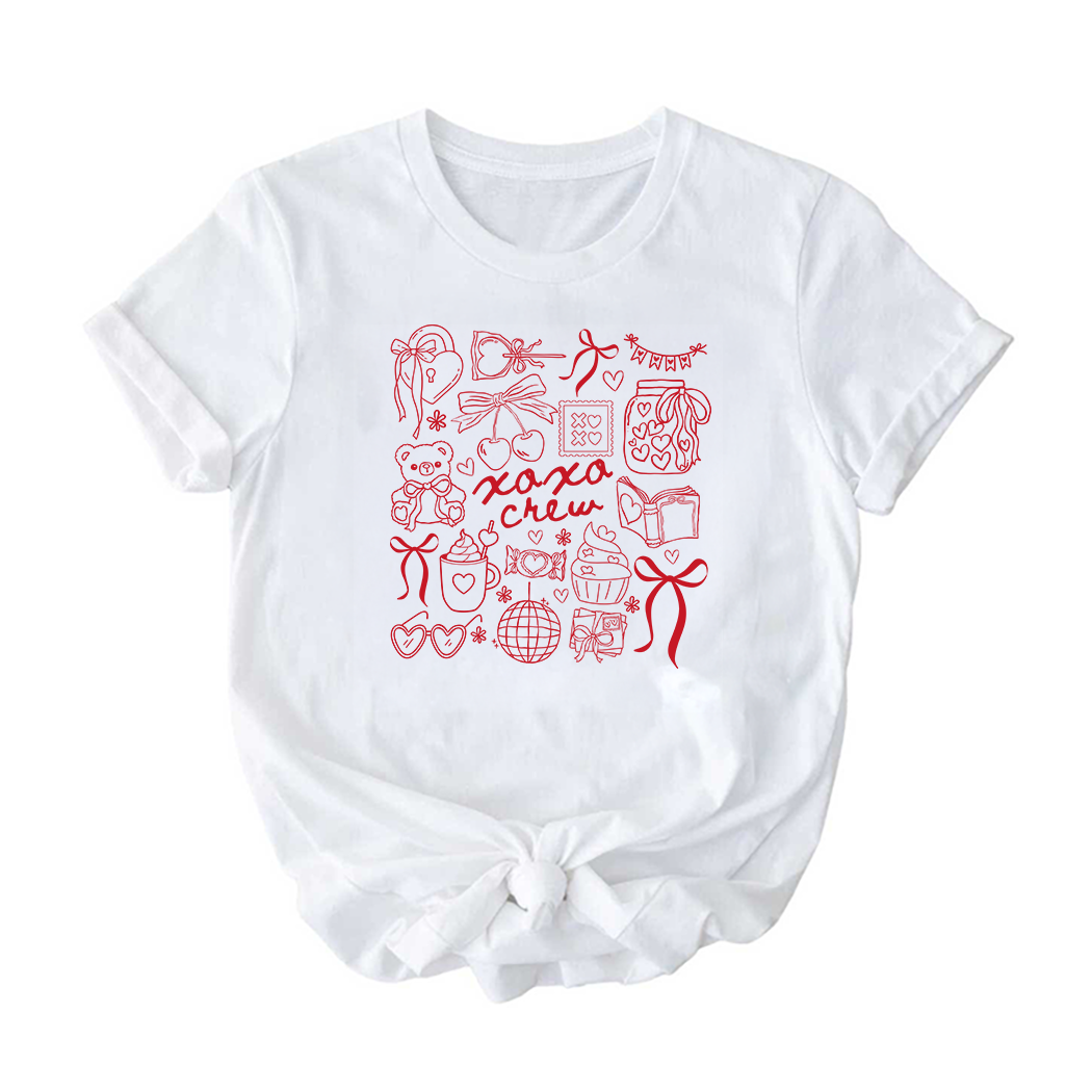 XOXO Crew Shirt - Valentine's Day T-Shirt for Kids Teens Women - Galentine's Matching Tees