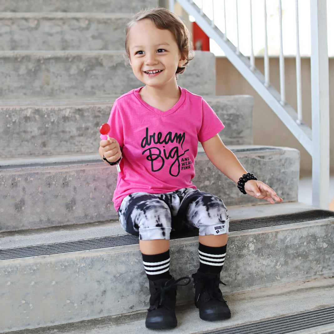 DREAM BIG AND WEAR PINK. Kids PINK graphic tee FABVOKAB