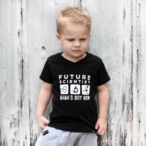 FUTURE SCIENTIST MAMA'S BOY NOW Short Sleeve T-shirt FABVOKAB