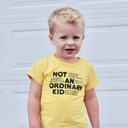 NOT AN ORDINARY KID Yellow Short Sleve Kids T-shirt FABVOKAB