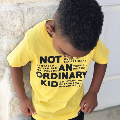 NOT AN ORDINARY KID Yellow Short Sleve Kids T-shirt FABVOKAB