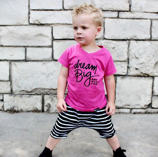 DREAM BIG AND WEAR PINK. Kids PINK graphic tee FABVOKAB