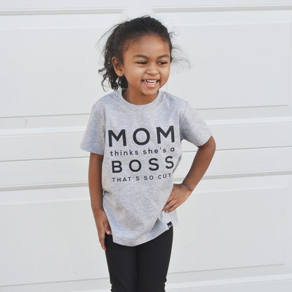 MOM THINKS SHE IS A BOSS Short Sleeve T-shirt FABVOKAB