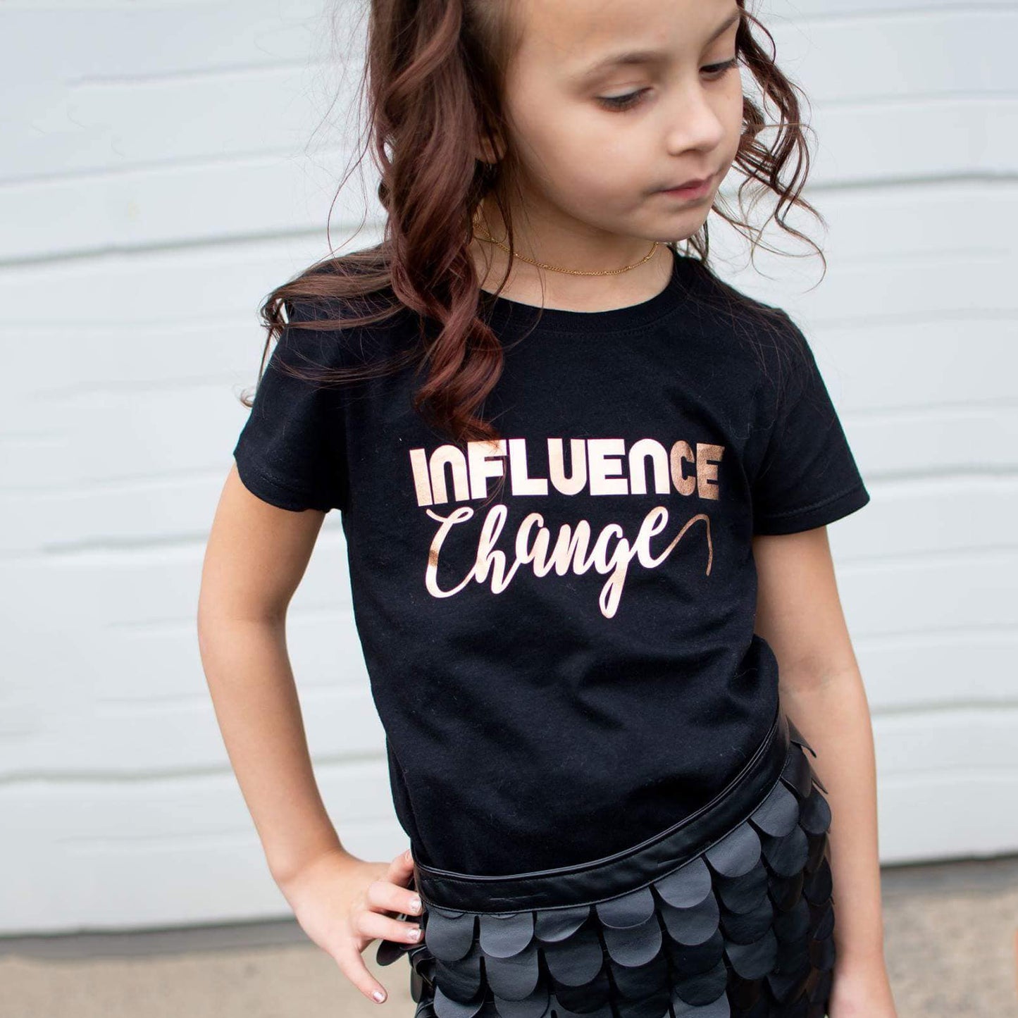 INFLUENCE CHANGE in Copper Foil Short Sleeve T-shirt FABVOKAB