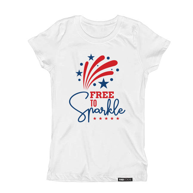 FREE TO SPARKLE Short Sleeve Kids Teen T-shirt FABVOKAB