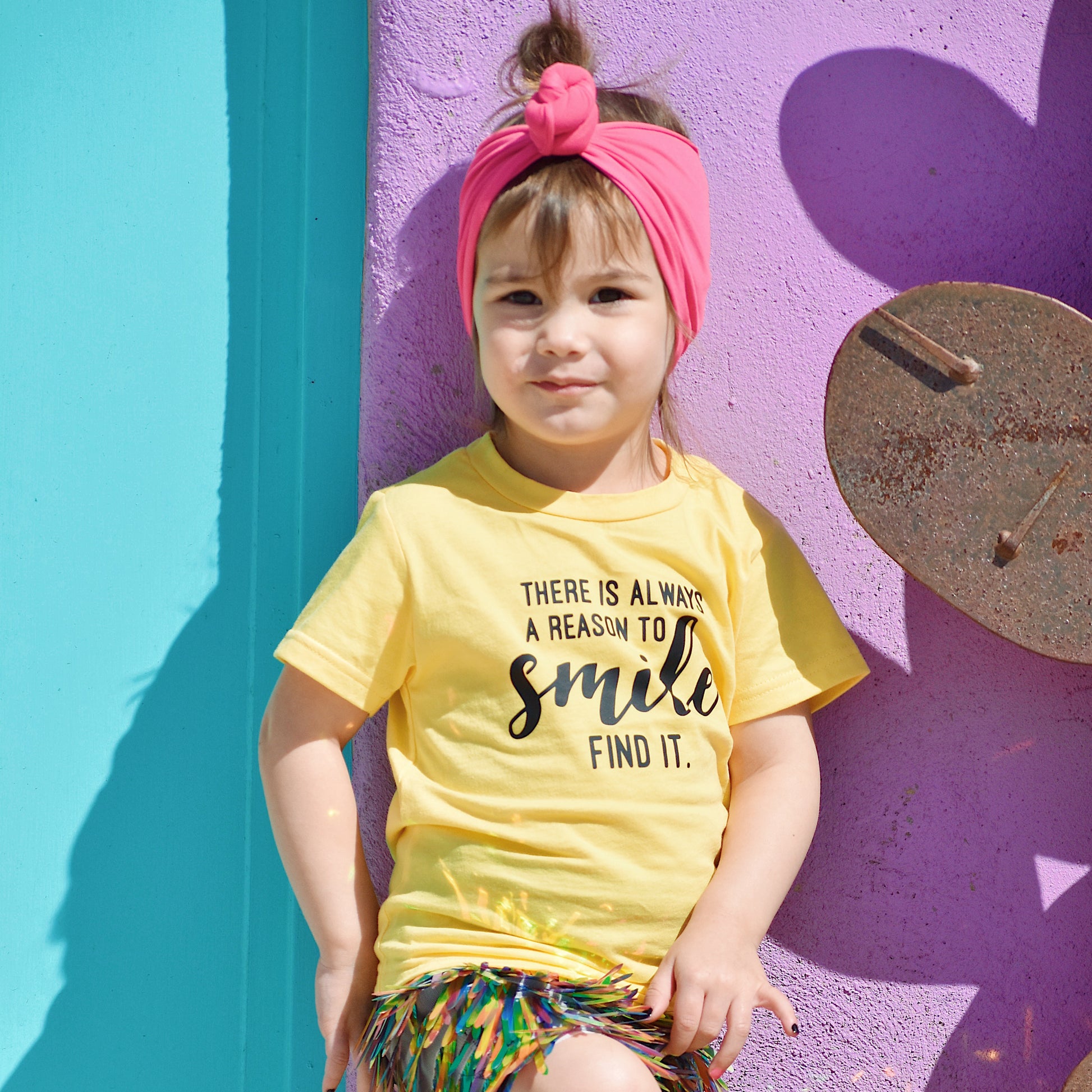 REASON TO SMILE Yellow Short Sleve Kids T-shirt FABVOKAB