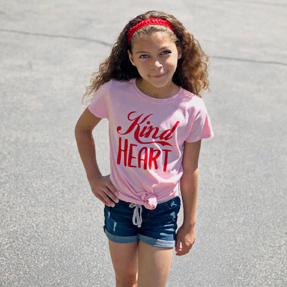 KIND HEART Pink Short Sleve T-shirt FABVOKAB