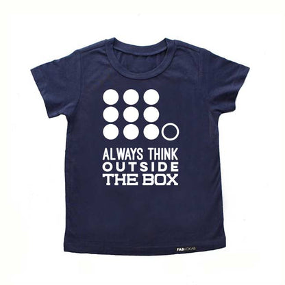 ALWAYS THINK OUTSIDE THE BOX Blue Short Sleeve T-shirt FABVOKAB