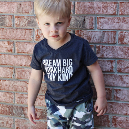 DREAM BIG WORK HARD STAY KIND Blue Short Sleeve T-shirt FABVOKAB