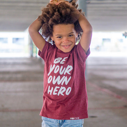 BE YOUR OWN HERO Short Sleeve Kids T-shirt FABVOKAB