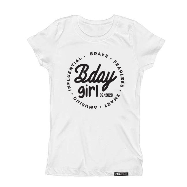 BIRTHDAY GIRL. Kids PINK graphic tee FABVOKAB