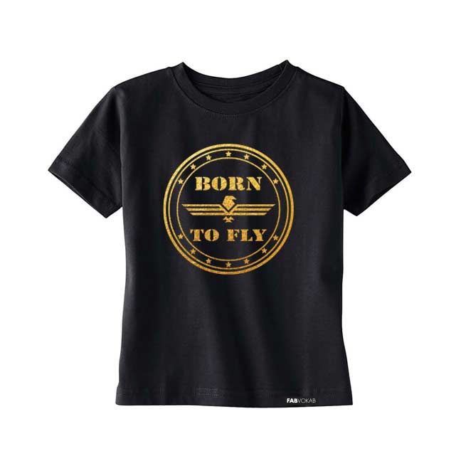 BORN TO FLY IN DISTRESSED FOIL Short Sleeve T-shirt FABVOKAB