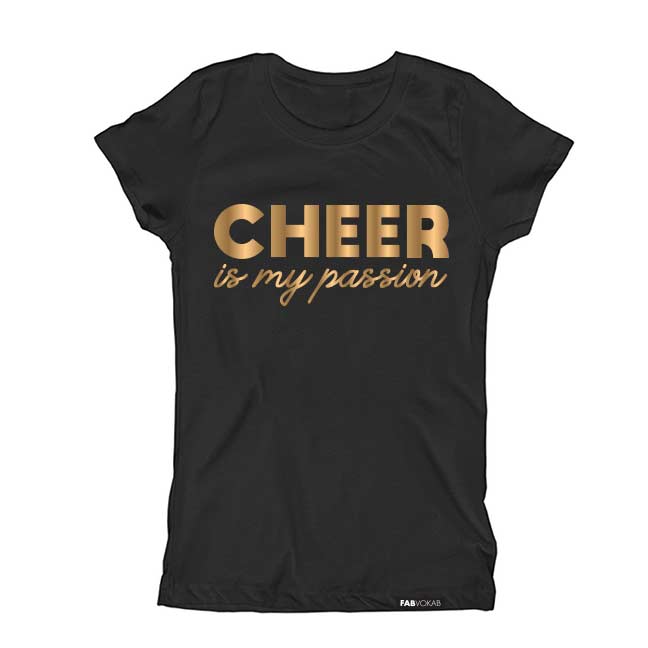 CHEER is my passion in Gold Foil Short Sleeve T-shirt FABVOKAB