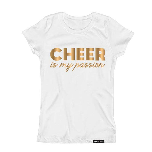 CHEER is my passion in Gold Foil Short Sleeve T-shirt FABVOKAB