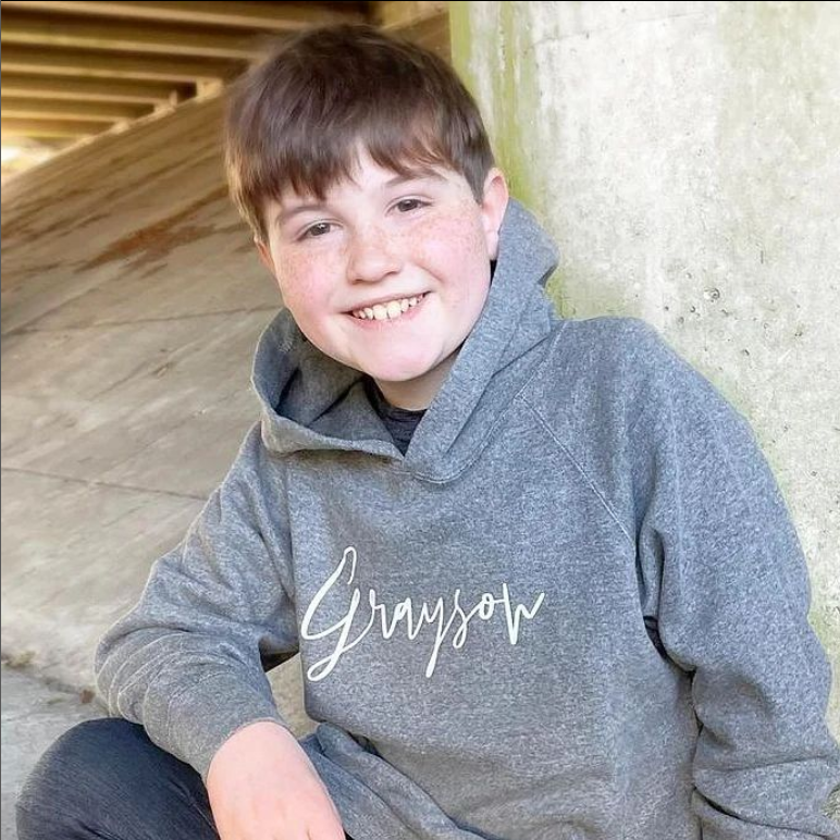 CUSTOM NAME UNISEX KIDS, BOYS, GIRLS, TEEN HOODIE (available in 2 colors)