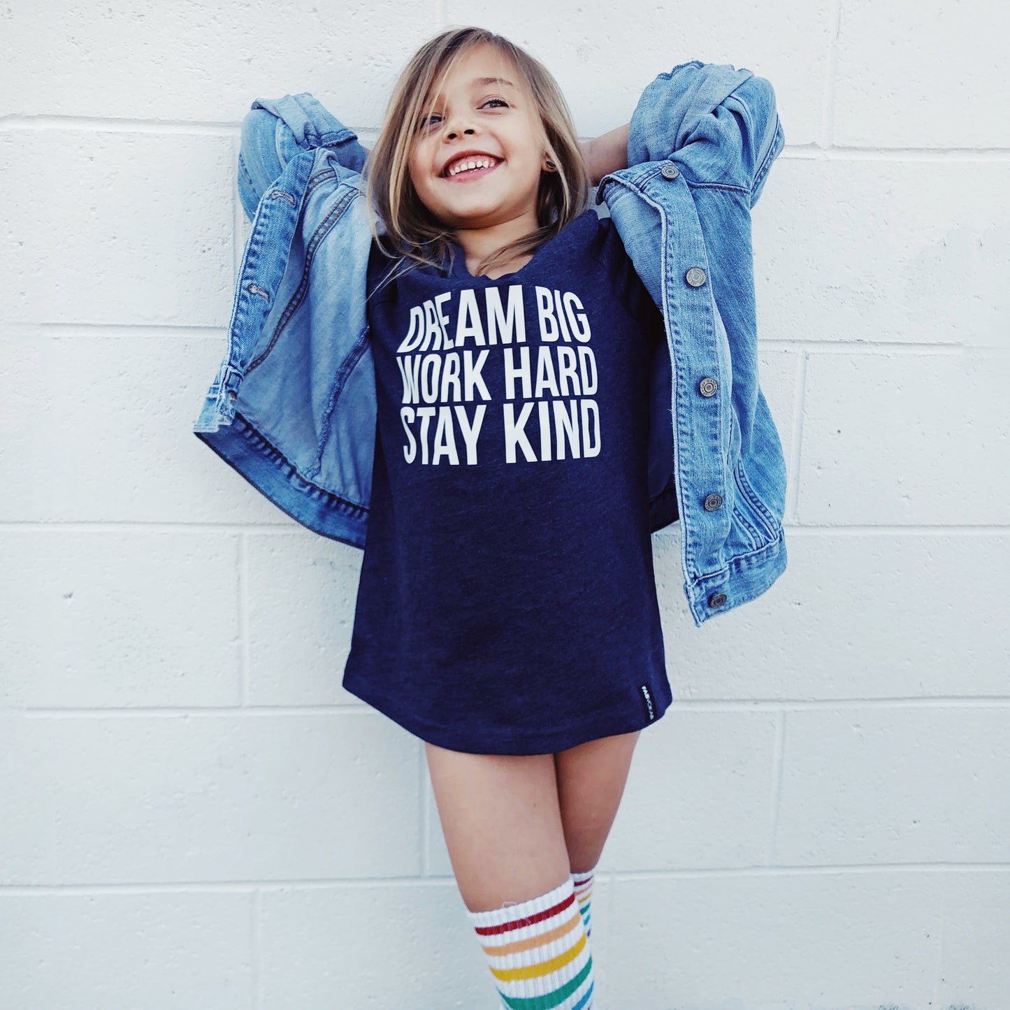 DREAM BIG WORK HARD STAY KIND Blue Short Sleeve T-shirt FABVOKAB