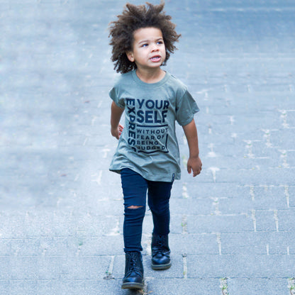 EXPRESS YOURSELF Army Green Short Sleve T-shirt FABVOKAB