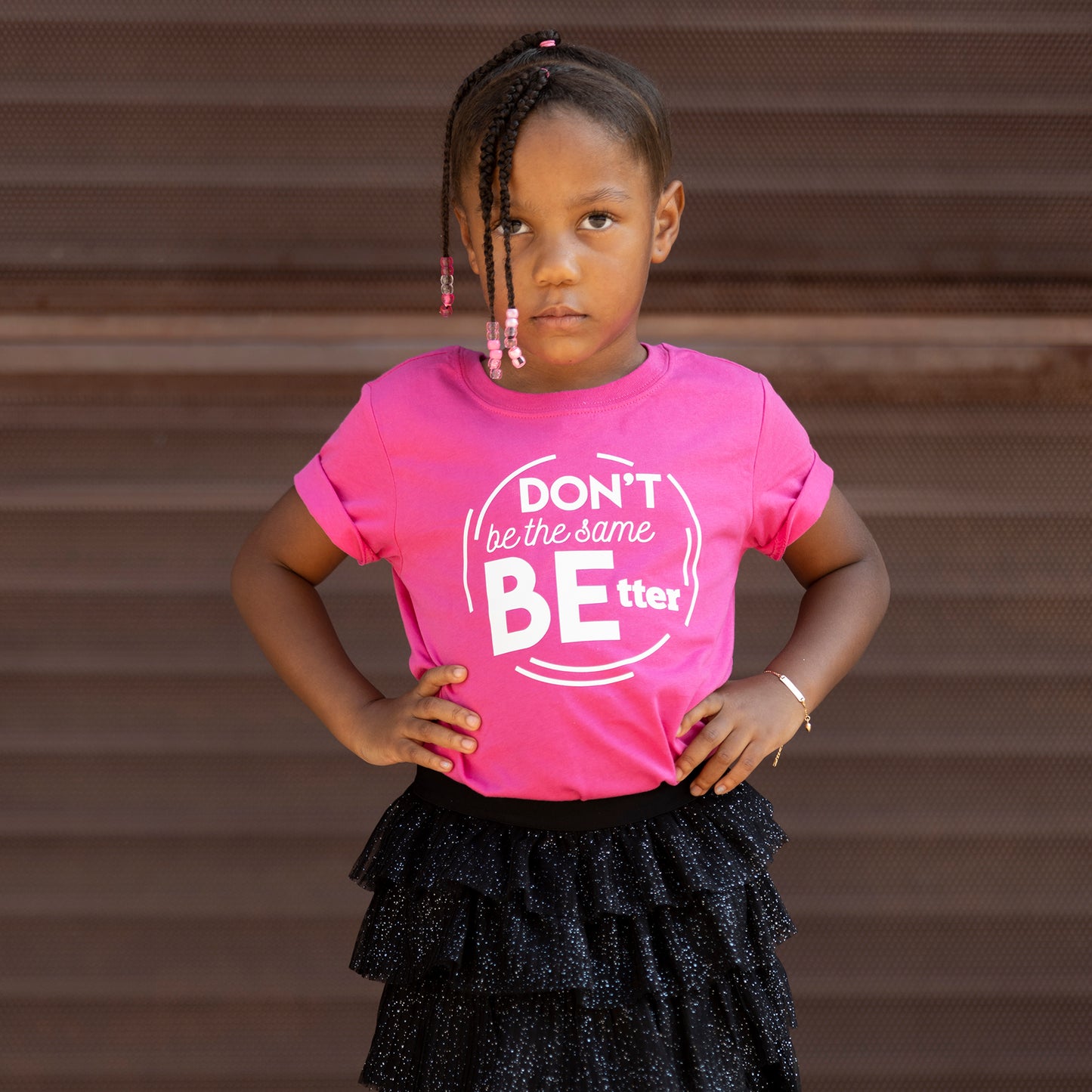 DON'T BE THE SAME BE BETTER. Kids PINK graphic tee FABVOKAB