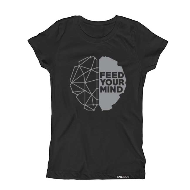 FEED YOUR MIND (Silver) Short Sleeve T-shirt FABVOKAB
