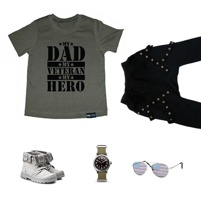 MY DAD MY VETERAN MY HERO Green Short Sleeve T-shirt FABVOKAB