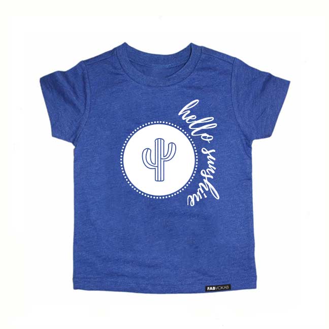 Hello Sunshine Blue Short Sleve T-shirt FABVOKAB