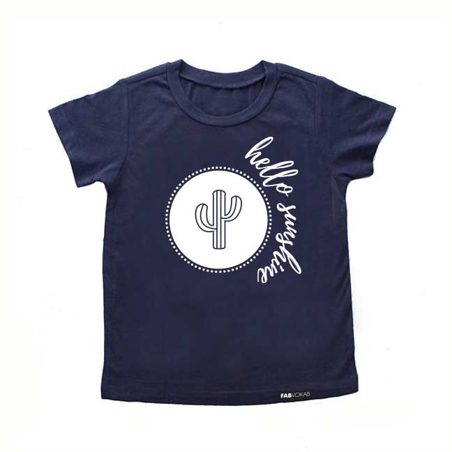 Hello Sunshine Blue Short Sleve T-shirt FABVOKAB