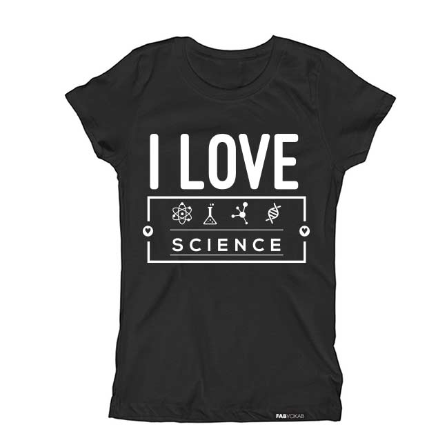 I LOVE SCIENCE Kids, Girls, Boys, Teen Short Sleeve T-shirt FABVOKAB