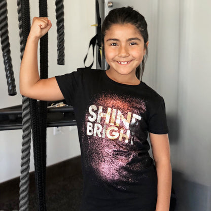 SHINE BRIGHT IN PINK AND SILVER FOIL Short Sleeve T-shirt FABVOKAB