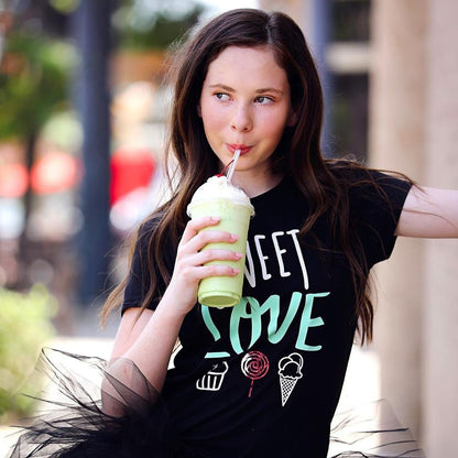 SWEET LOVE MINT AND PINK Short Sleeve T-shirt FABVOKAB