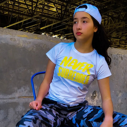 NEVER SURRENDER Short Sleeve Unisex Girls Boys Kids Teen T-shirt FABVOKAB