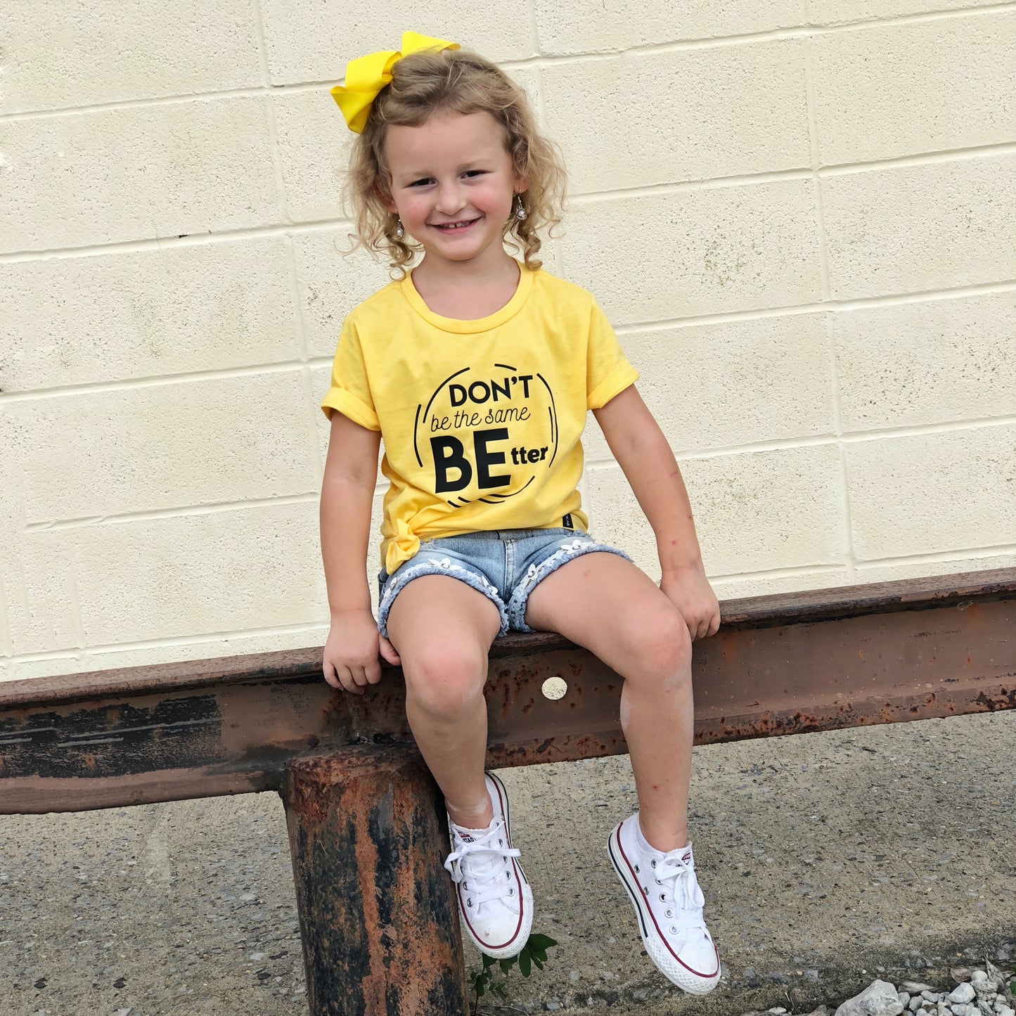 DON'T BE THE SAME BE BETTER Yellow Short Sleeve Kids T-shirt FABVOKAB