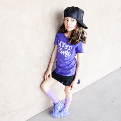 MY BEST IS YET TO COME  Purple Short Sleeve T-shirt FABVOKAB