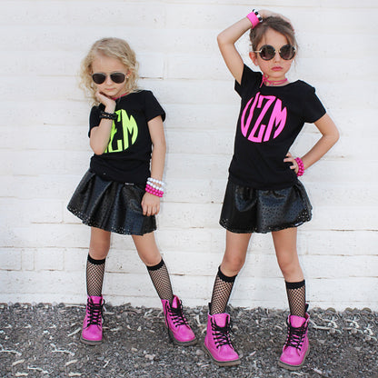 INITIALS VIBRANT NEON GREEN CUSTOM Short Sleeve T-shirt FABVOKAB