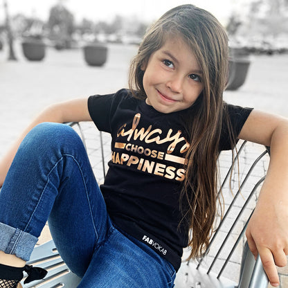 ALWAYS CHOOSE HAPPINESS in Copper Foil Short Sleeve T-shirt FABVOKAB