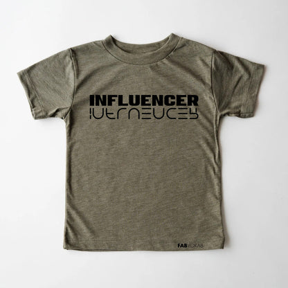INFLUENCER Army Green, Olive Kids, Boys, Girls, Teens Unisex Short Sleeve T-shirt FABVOKAB