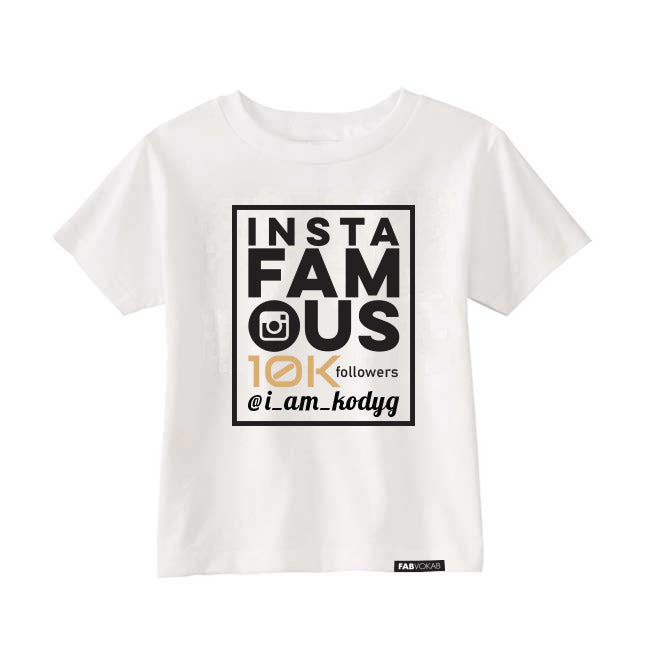 INSTA FAMOUS Custom Kids, Unisex, Boys, Girls Short Sleeve T-shirt (3K, 5K, 10K, 15K, 20K...or any custom number) FABVOKAB