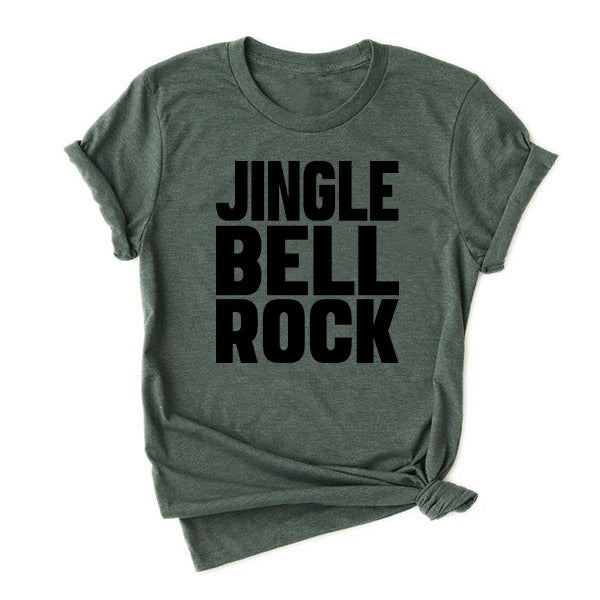 JINGLE BELL ROCK KIDS, GIRLS, BOYS, TEEN Green Short Sleeve T-shirt FABVOKAB