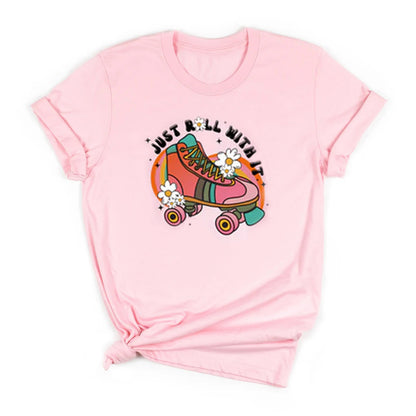 Let's roll with it Pink Kids, Girls, Teen Short Sleeve T-shirt