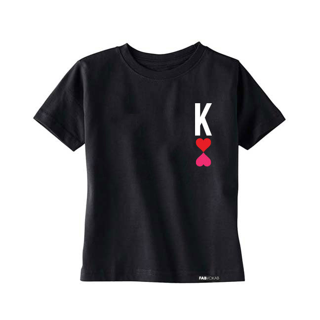 K (is for King) Boys, Kids Teens Valentine's Short Sleeve T-shirt FABVOKAB