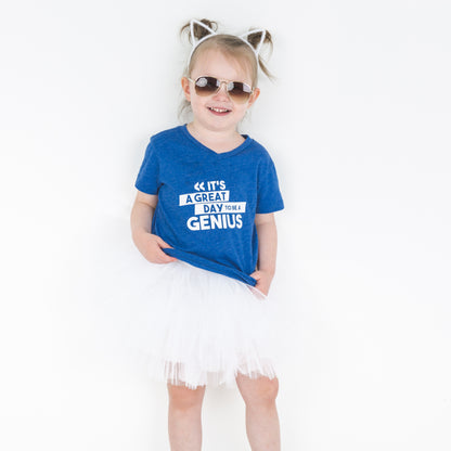 GENIUS Blue Short Sleeve V-neck T-shirt FABVOKAB