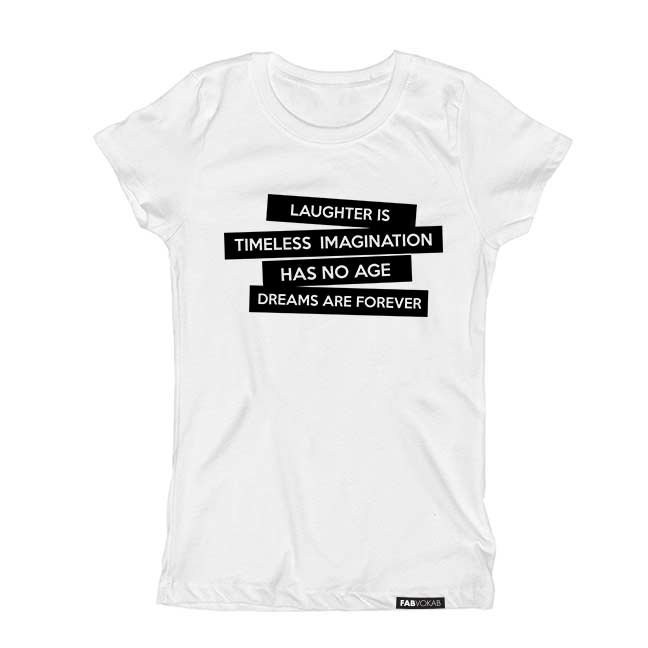 LAUGHTER IS TIMELESS Short Sleeve T-shirt FABVOKAB